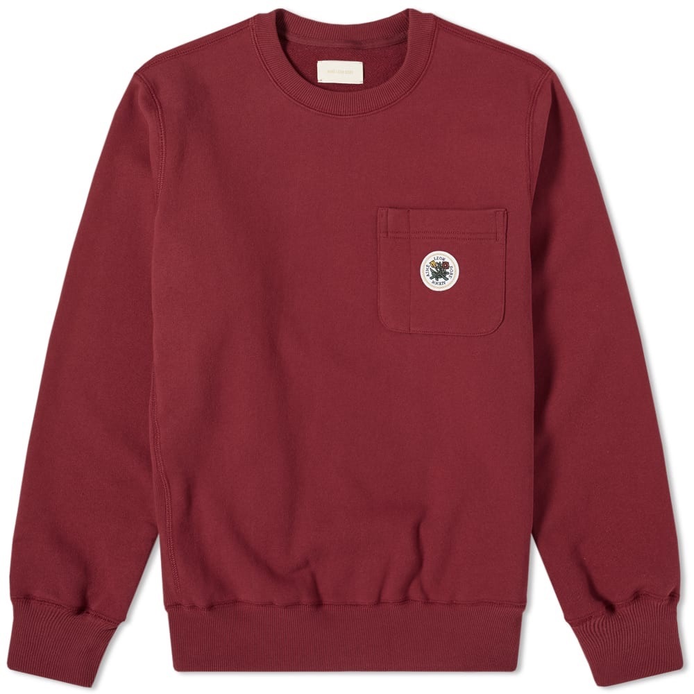 AIMÉ LEON DORE POCKET CREW SWEAT BURGUNDY